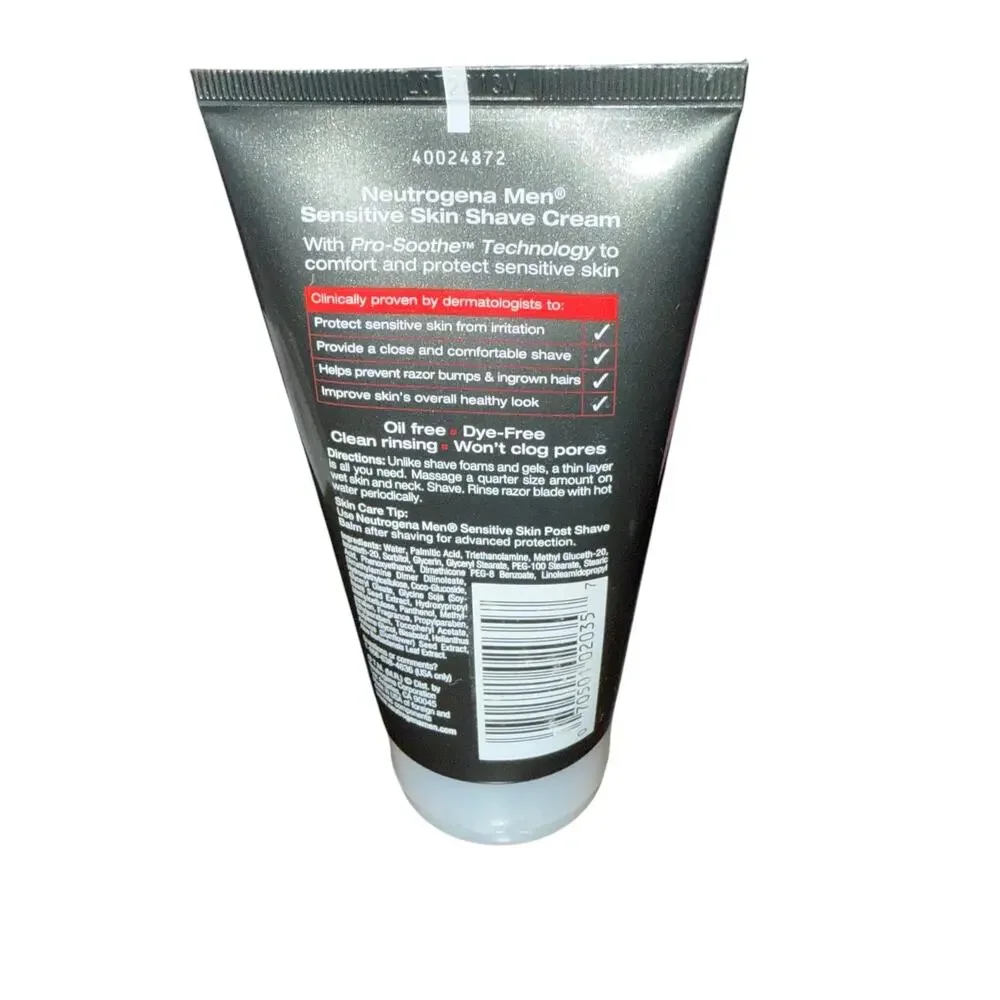 Neutrogena Men's Shaving Cream For Sensitive Skin, 5.1 fl. Oz Unsealed